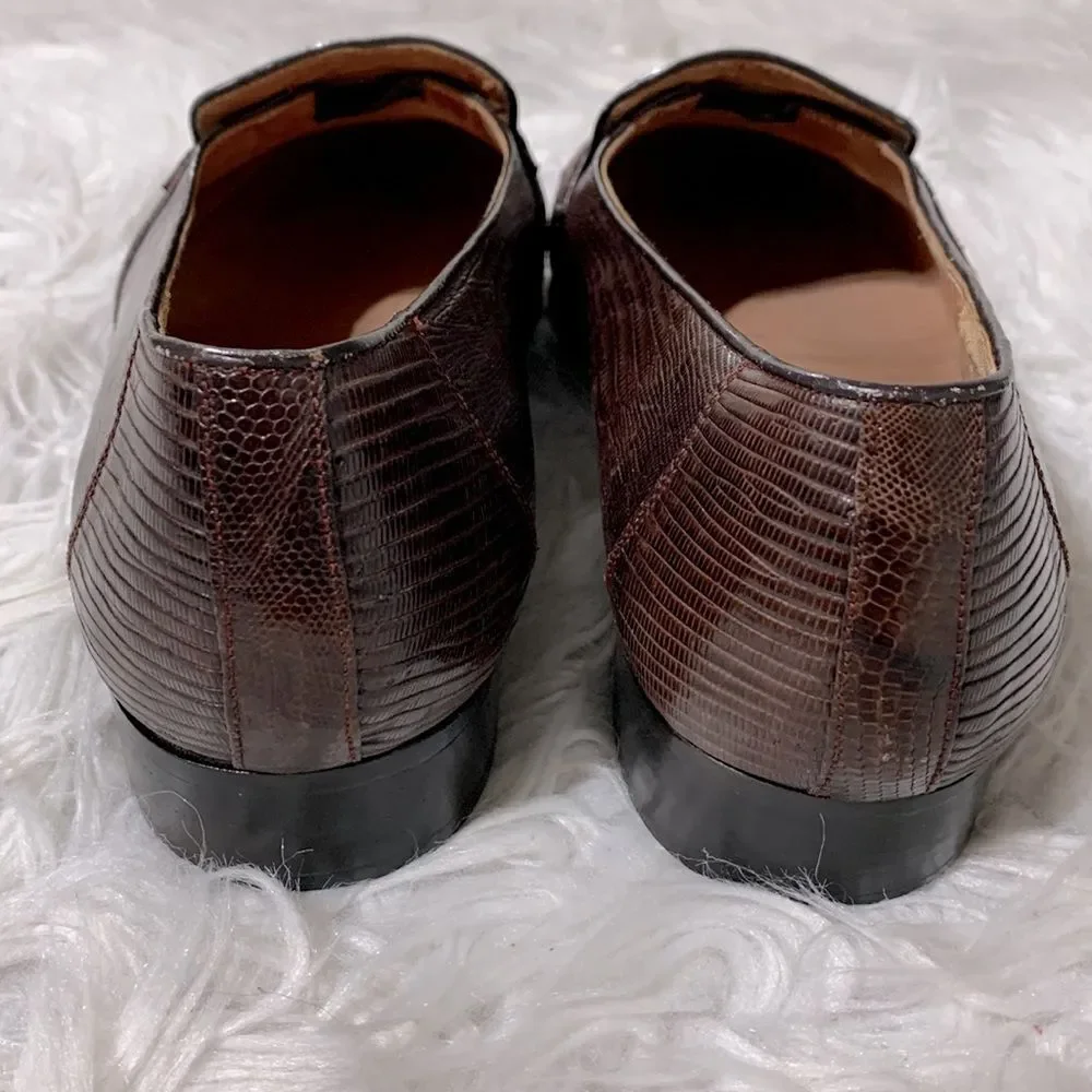 GENUINE LIZARD loafers reddish brown men’s 10.5D
